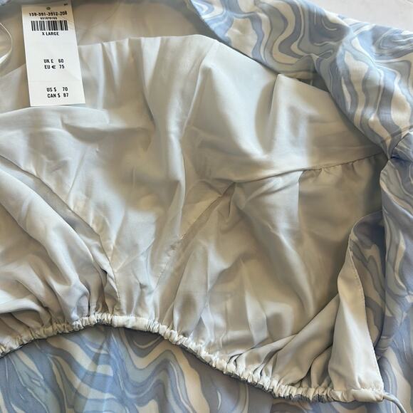 Abercrombie & Fitch NEW Halter Ruched Mini Dress Blue White Marble Pattern Sz XL - Picture 10 of 16